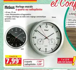 Norma MEBUS Horloge murale à quartz ou radiopilotée offre