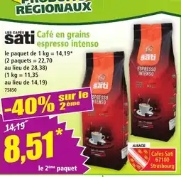 Norma LES CAFÉS SATI Café en grains sati espresso intenso offre