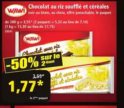 Norma WAWI Chocolat au riz soufflé et céréales offre