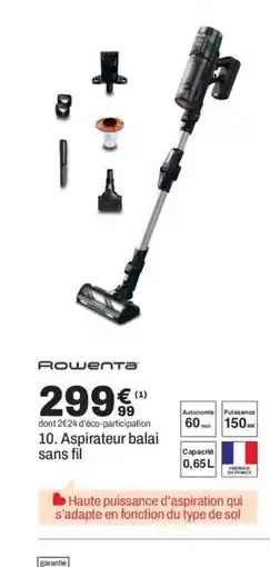 BUT ROWENTA Aspirateur balai sans fil offre