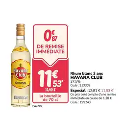 Promocash HAVANA CLUB Rhum blanc 3 ans offre