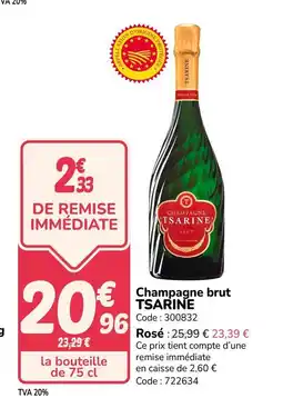 Promocash TSARINE Champagne brut offre
