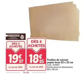 Promocash Feuilles de cuisson papier brun offre