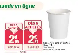 Promocash Gobelets à café en carton blanc offre