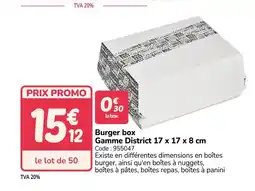 Promocash Burger box Gamme District offre
