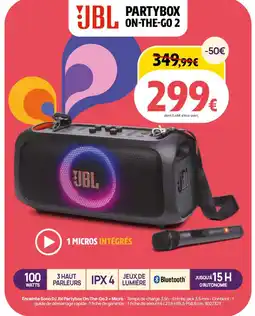 Darty Enceinte sono dj jbl partybox on-the-go 2+ micro offre