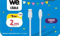 Darty Câble usb-c/usb plat usb 3.1 gen 2 offre