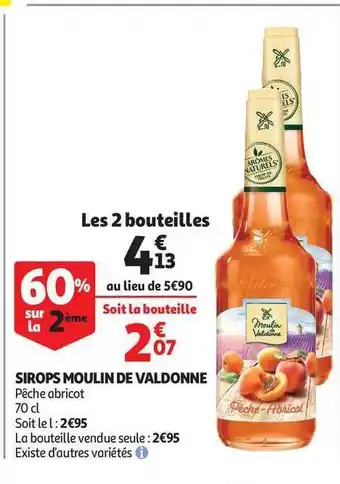 Auchan Sirops Moulin De Valdonne Pêche Abricot offre