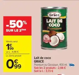 Carrefour Market Lait de coco GRACE offre