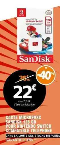 E.Leclerc CARTE MICROSDXC SANDISK 128 GO offre