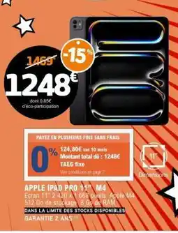 E.Leclerc APPLE IPAD PRO 11 M4 offre