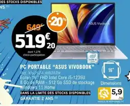 E.Leclerc PC PORTABLE ASUS VIVOBOOK offre