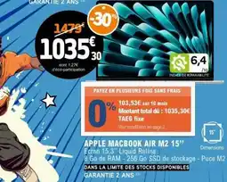 E.Leclerc APPLE MACBOOK AIR M2 15” offre