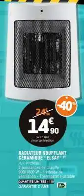 E.Leclerc RADIATEUR SOUFFLANT CÉRAMIQUE ELSAY offre