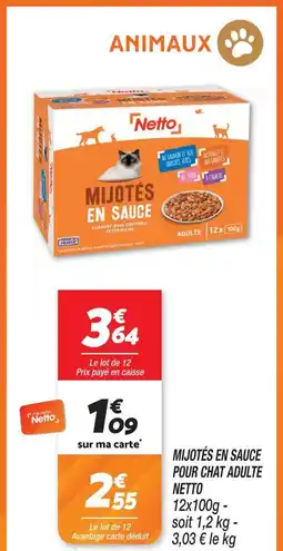 Netto Netto mijotés en sauce pour chat adulte offre