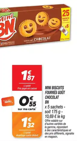 Netto Bn mini biscuits fourrés goût chocolat offre
