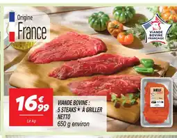 Netto Netto viande bovine : 5 steaks à griller offre