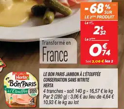 Netto Herta le bon paris jambon à l'étouffée conservation sans nitrite offre