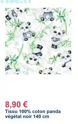 Décor Discount Tissu 100% coton panda végétal noir 140 cm offre