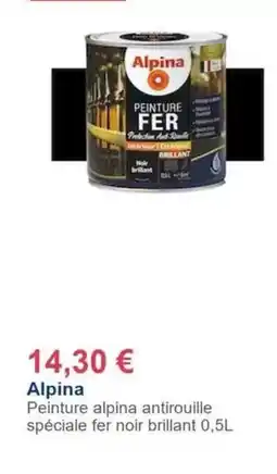 Décor Discount Alpina - peinture antirouille spéciale fer noir brillant 0.5l offre