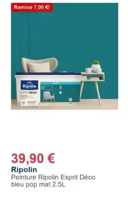 Décor Discount Ripolin - peinture esprit déco bleu pop mat offre