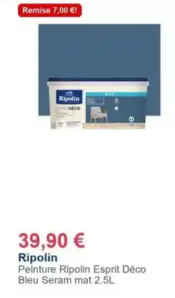 Décor Discount Ripolin - peinture esprit déco bleu seram mat offre