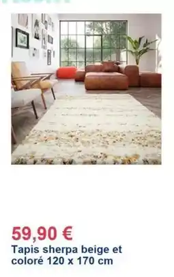 Décor Discount Tapis sherpa beige et colore 120 x 170 cm offre