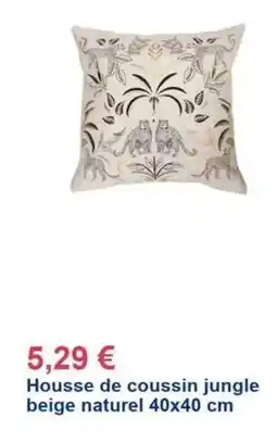 Décor Discount Housse de coussin jungle beige naturel 40x40 cm offre