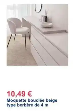 Décor Discount Moquette bouclée beige type berbère de 4 m offre