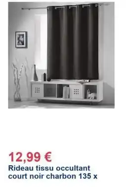 Décor Discount Rideau tissu occultant court noir charbon 135 x offre