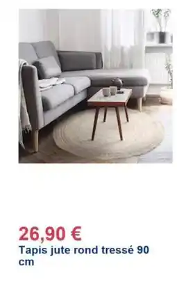 Décor Discount Tapis jute rond tressé 90 cm offre