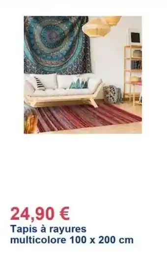 Décor Discount Tapis à rayures multicolore offre