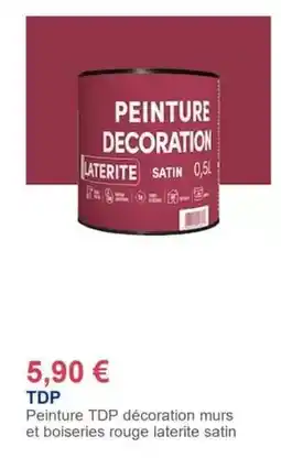 Décor Discount Peinture tdp décoration murs et boiseries rouge laterite satin offre