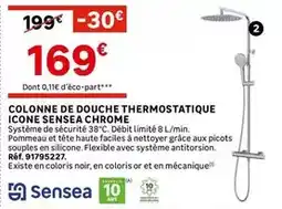 Leroy Merlin Sensea - colonne de douche thermostatique icone chrome offre