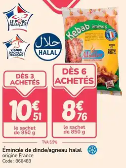 Promocash Émincés de dinde agneau halal offre
