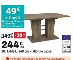 BUT Total - table + allongée lexie offre
