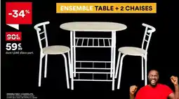 BUT Ensemble table + 2 chaises offre