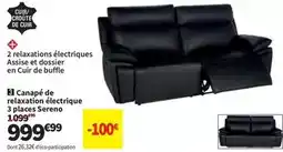Conforama Canape de relaxation électrique 3 places serena offre