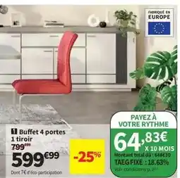 Conforama Total - buffet 4 portes 1 tiroir offre