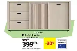 Conforama Sakura - buffet 2 portes 3 tiroirs offre