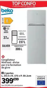 Conforama Beko - congélateur mi frost: divise par 2 la formation de bûvre offre