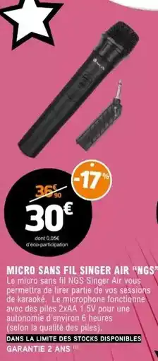 E.Leclerc Singer - micro sans fil air offre