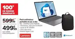 Carrefour Drive Lenovo - pack ordinateur portable et sac à doss offre