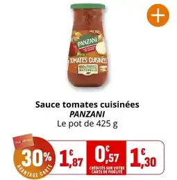 Coccinelle Express Sauce tomates cuisinées panzani offre