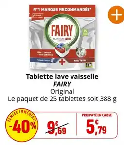 Coccinelle Express Tablette lave vaisselle fairy offre