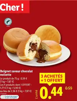 Lidl Beignet saveur chocolat noisette offre