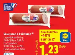 Lidl Saucisson à l'ail fumé offre