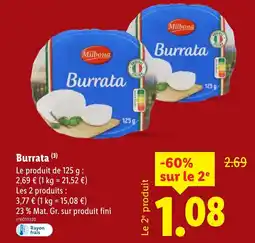 Lidl MILBONA Burrata offre