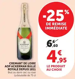 Hyper U Cremant de loire aop ackerman bulle royale depuis 1811 offre