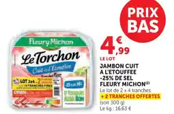 Hyper U Jambon cuit a l'etouffee -25% de sel fleury michon offre